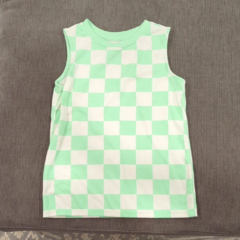 Cat & Jack Mint and White Checkered Tank Top
